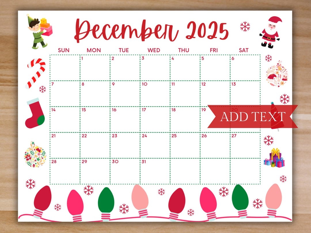 Blank Calendar Template December 2025