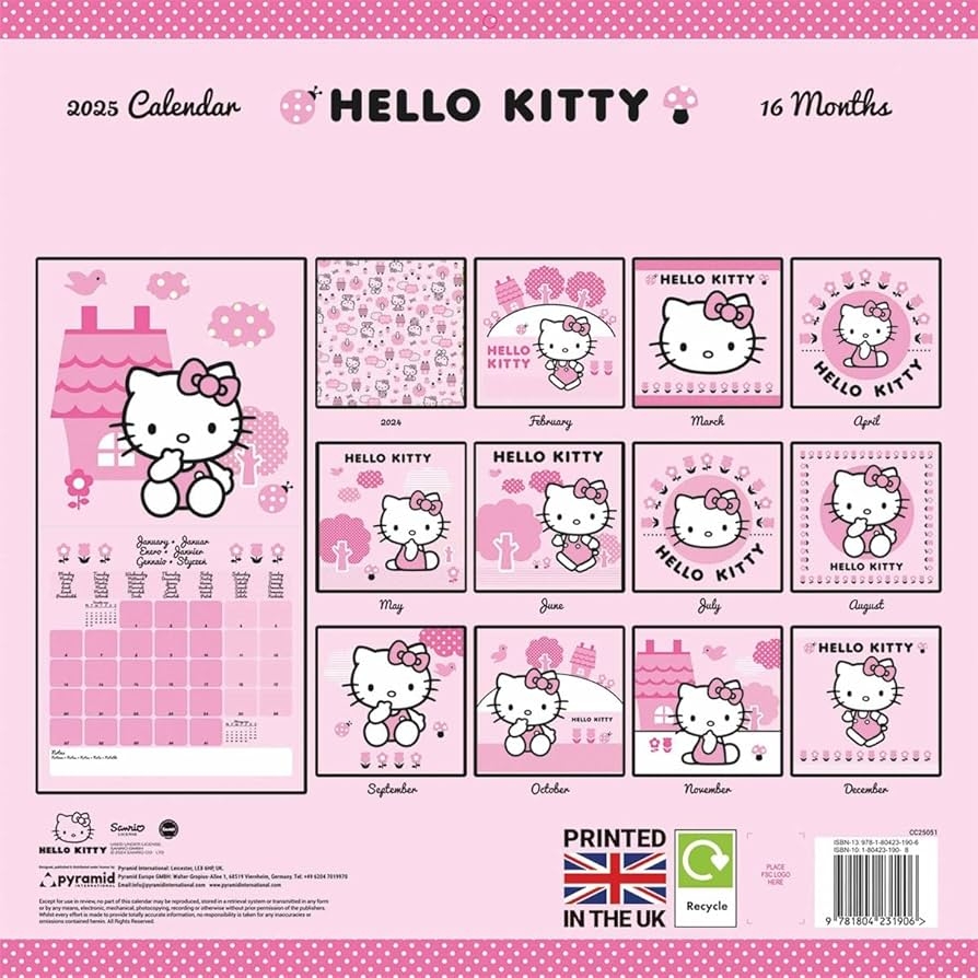Pyramid International Hello Kitty Calendar 2025 Adorable Kitty Art Premium Collector s Edition 16 Month Planner Gift For Hello Kitty Fan Amazon sg Office Products