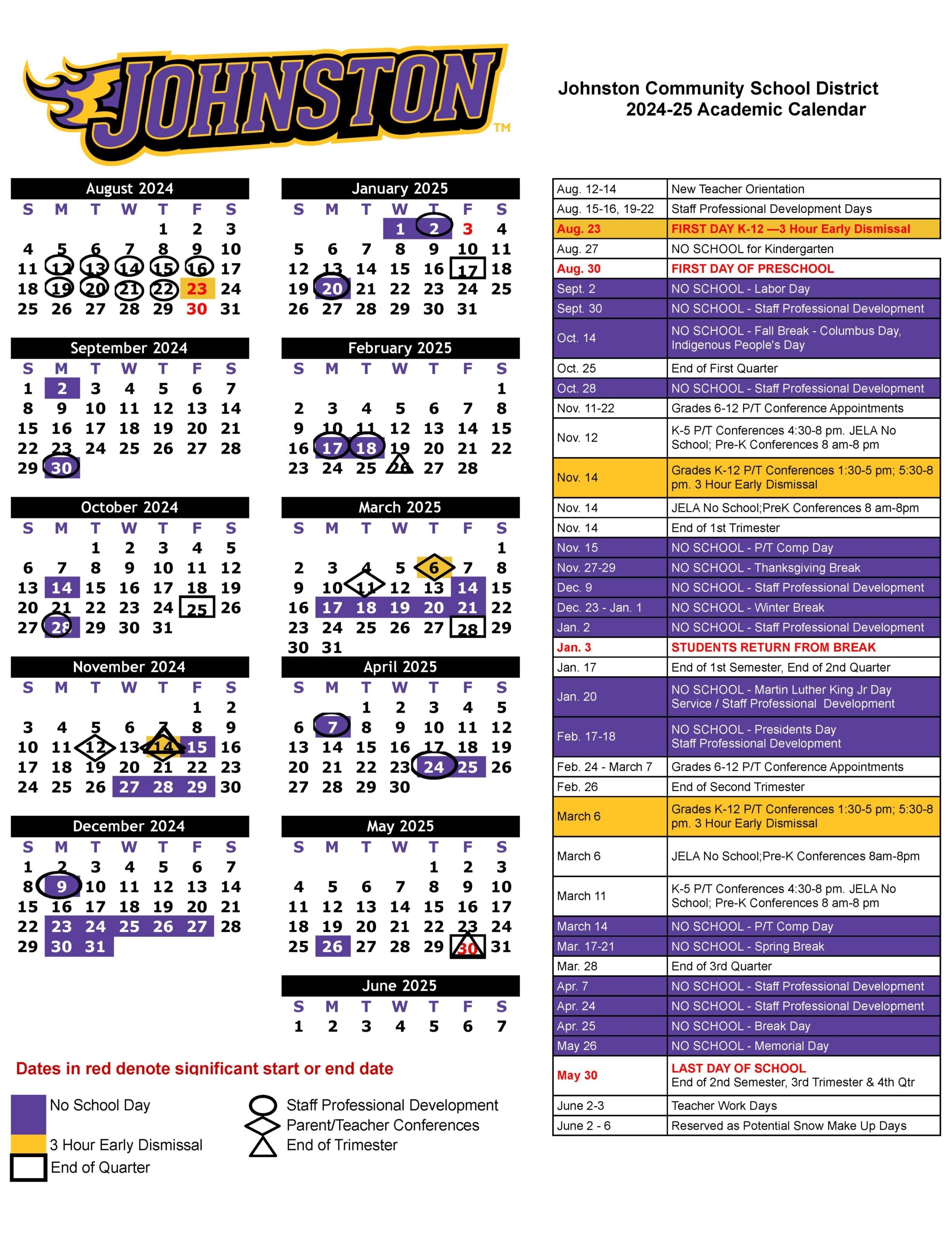 Q U0026 A On The 2024 2025 Academic Calendar Johnston Community School District