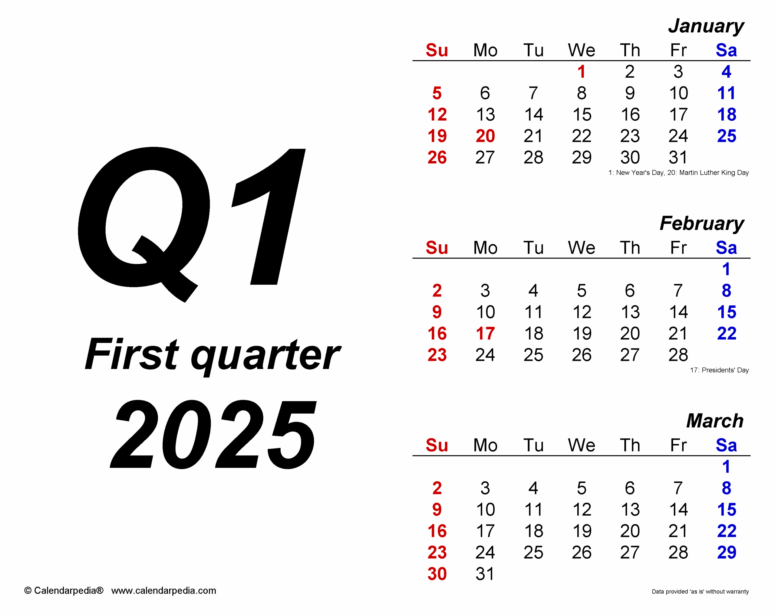 Quarterly Calendars 2025 Free Printable PDF Templates