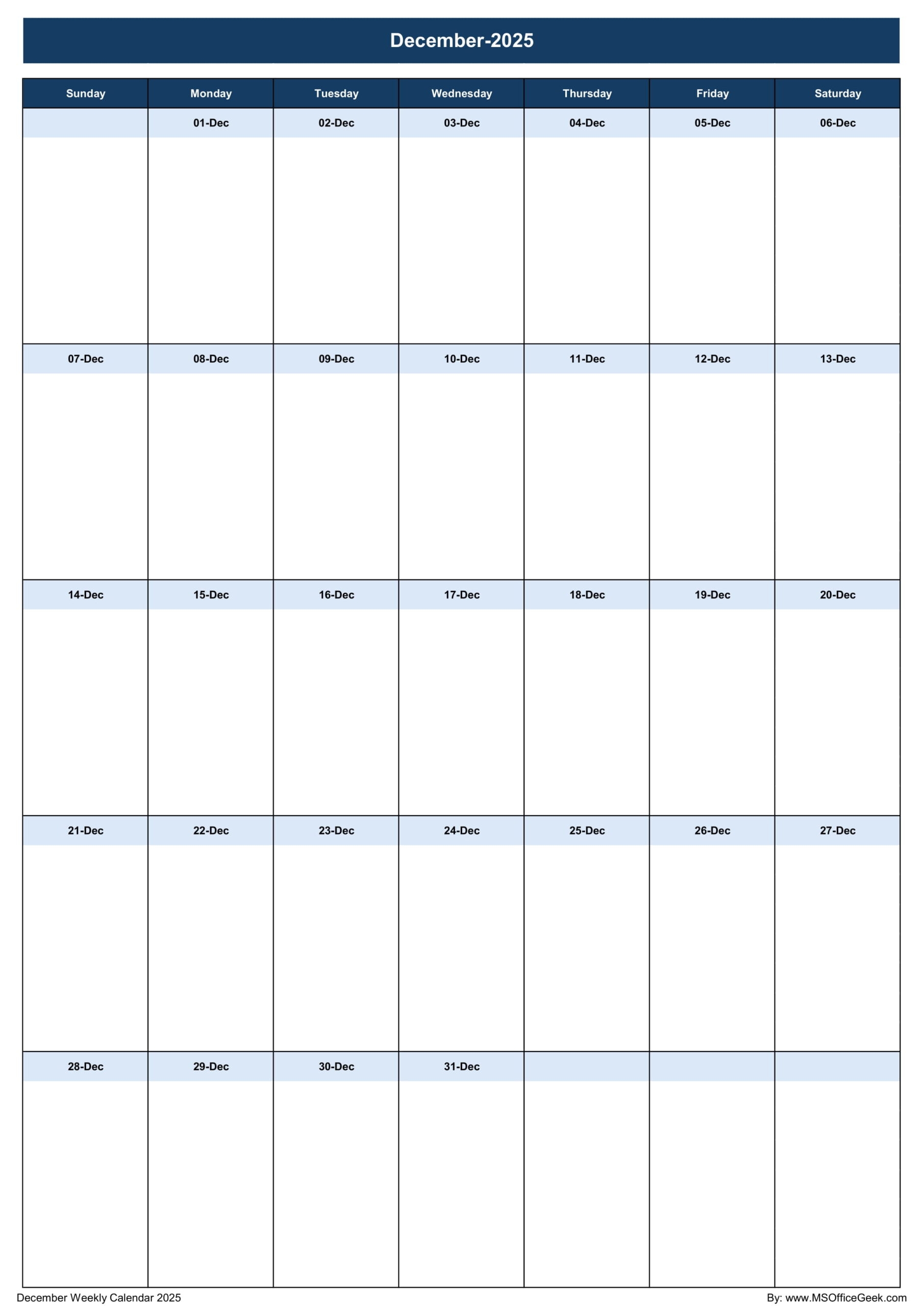 December 2025 Calendar Google Sheets