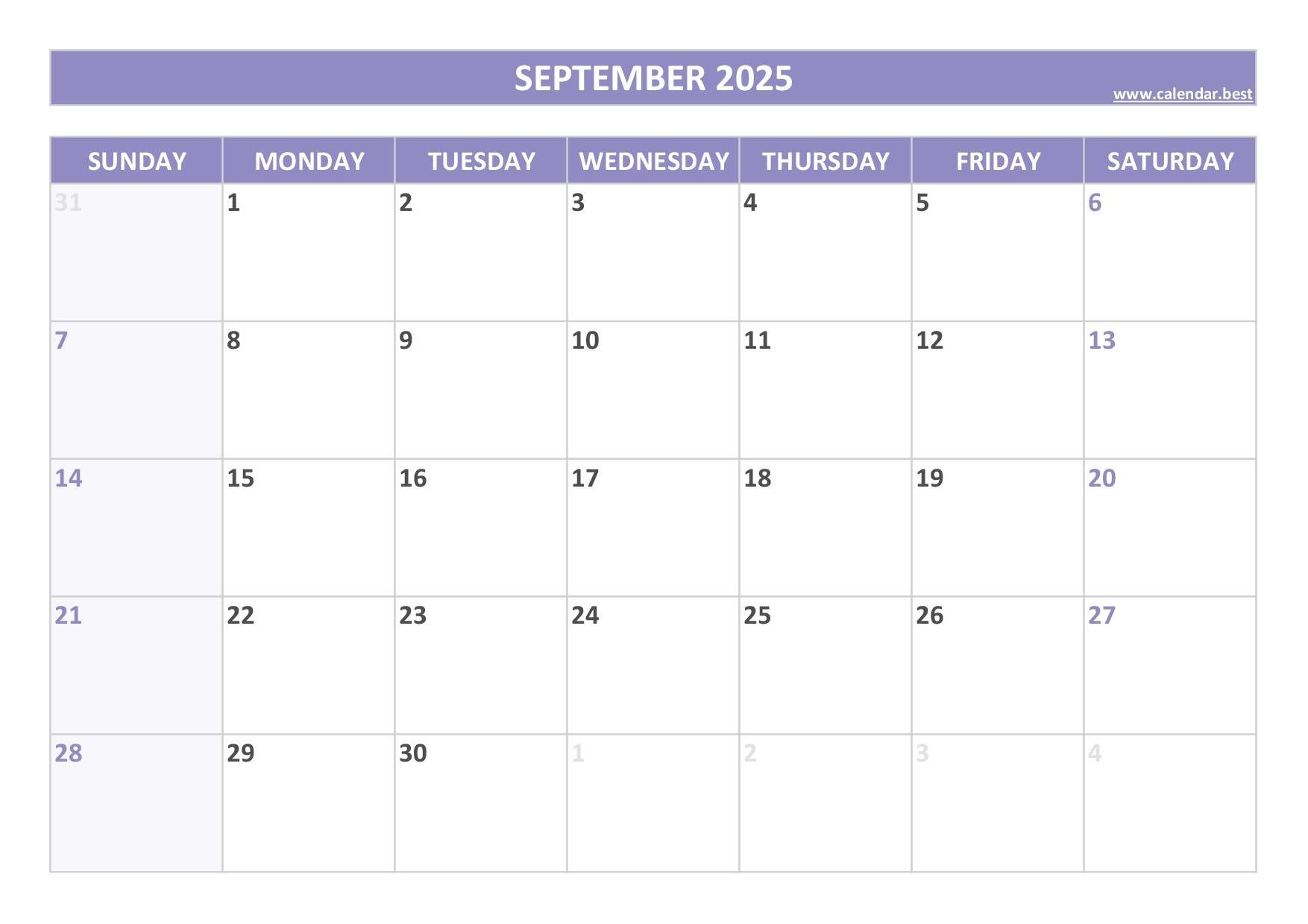 Printable Weekly Calendar September 2025