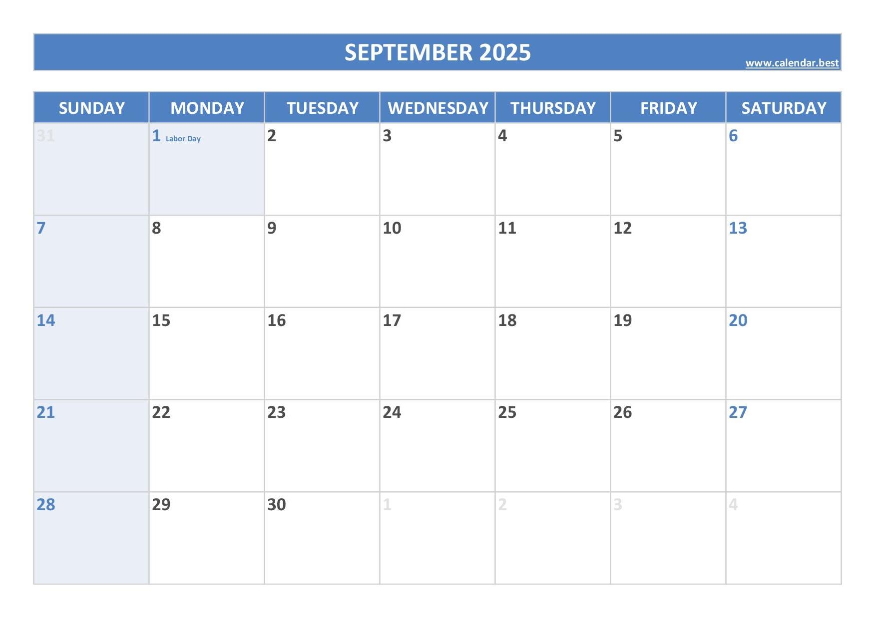 National Calendar Days September 2025