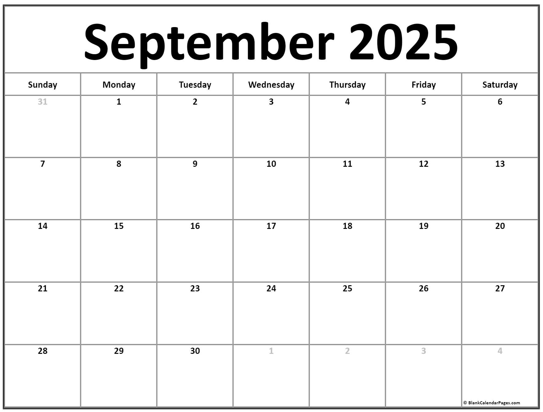 September 2025 Calendar Free Printable Calendars
