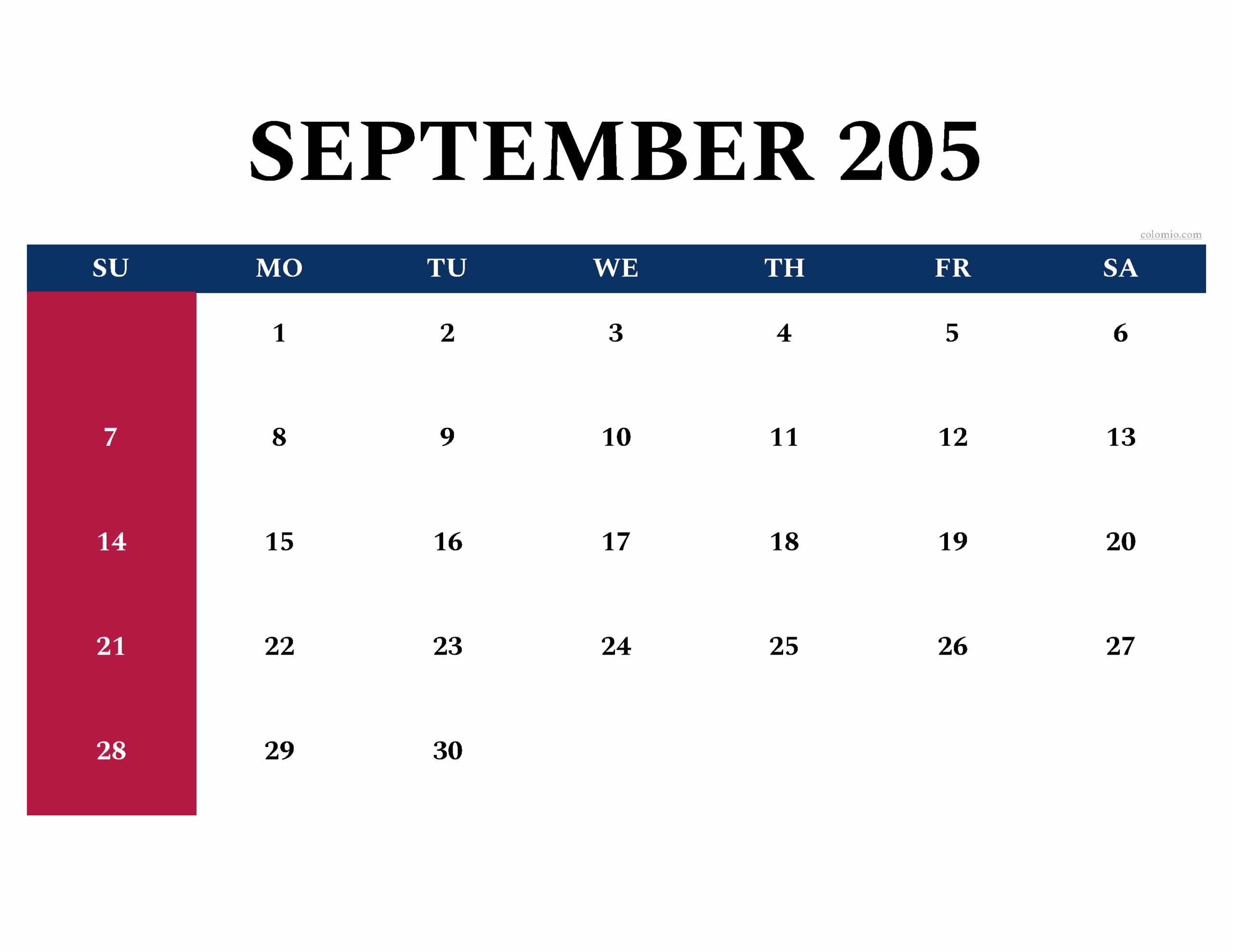 September 2025 Calendar Printable Vertical