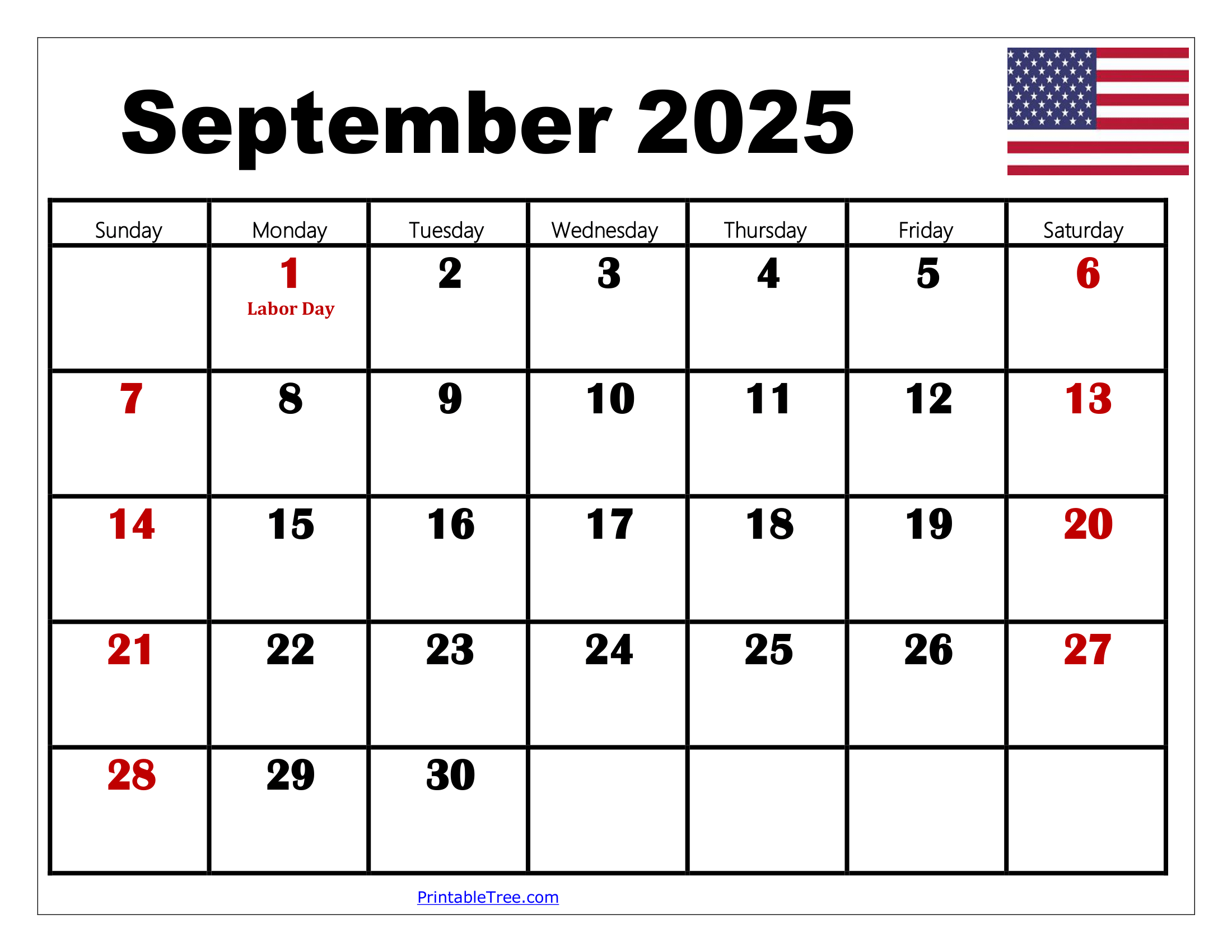 Calendar Days September 2025
