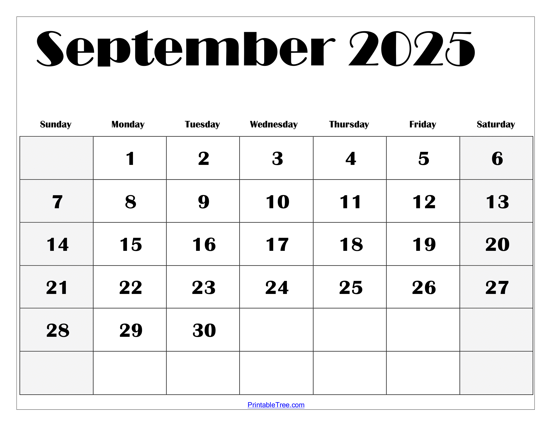 Free Calendar Template September 2025
