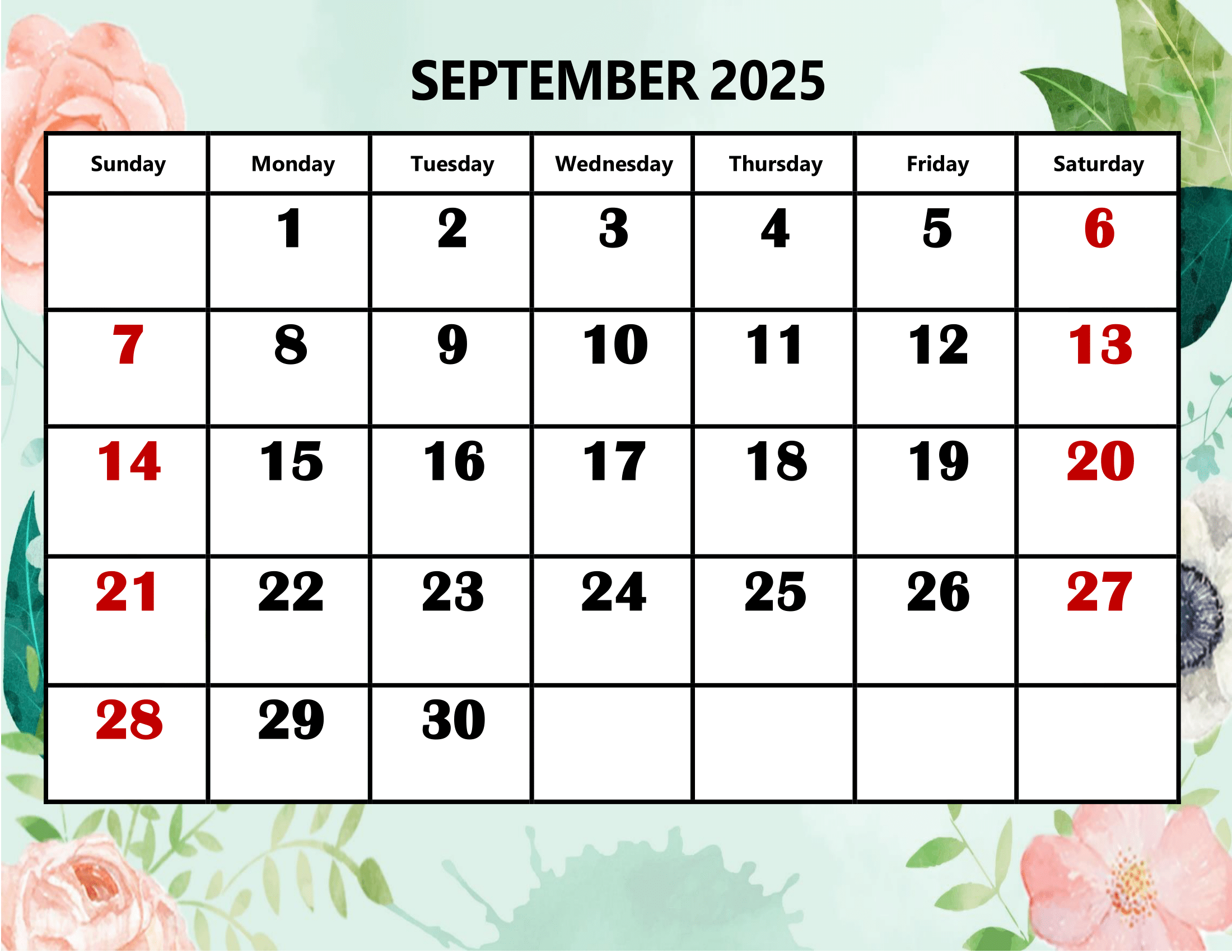 Calendar Planner September 2025