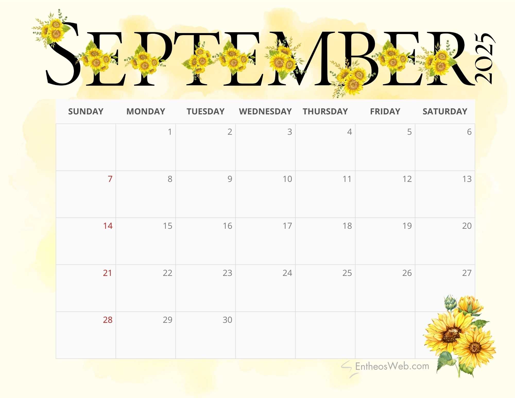 Calendar For September 2025 Printable