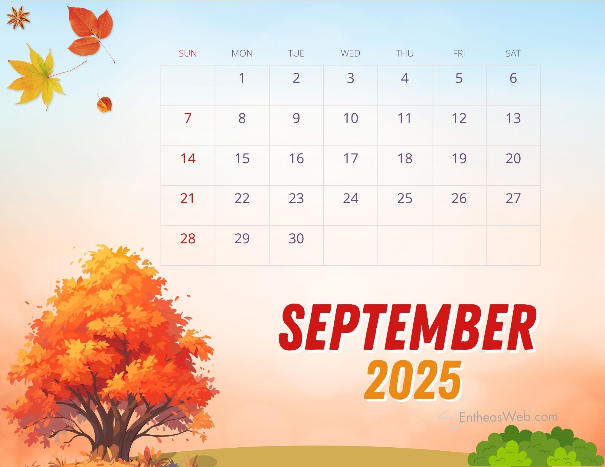 September 2025 Calendar For Desktop