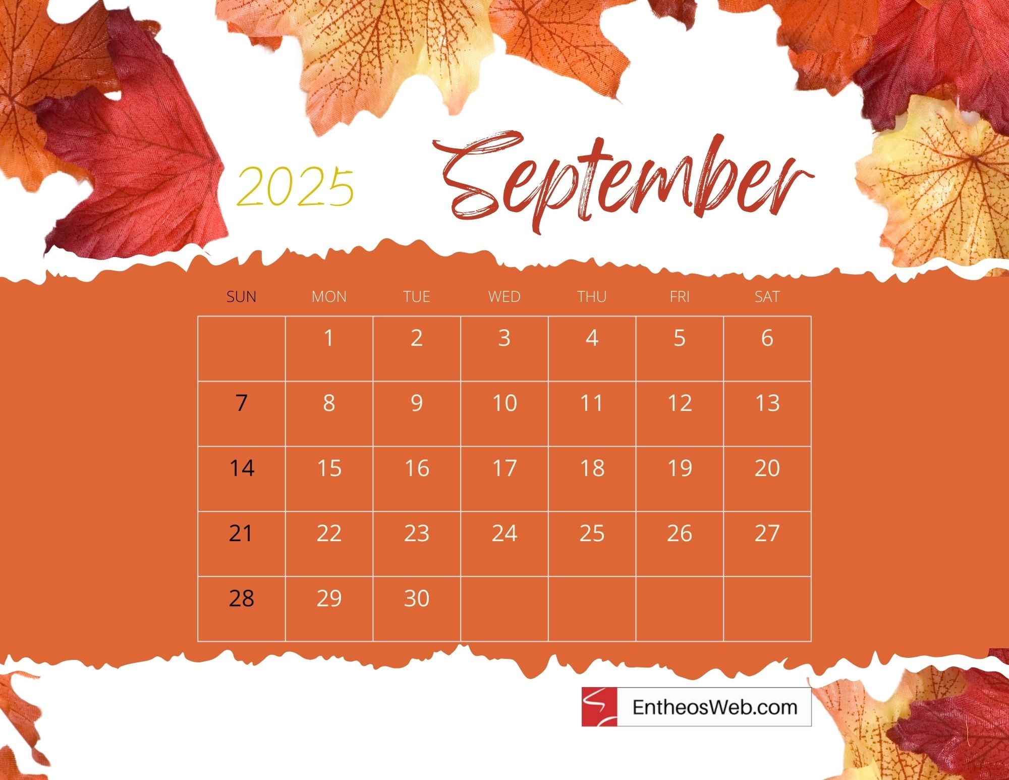 Elongated September 2025 Calendar