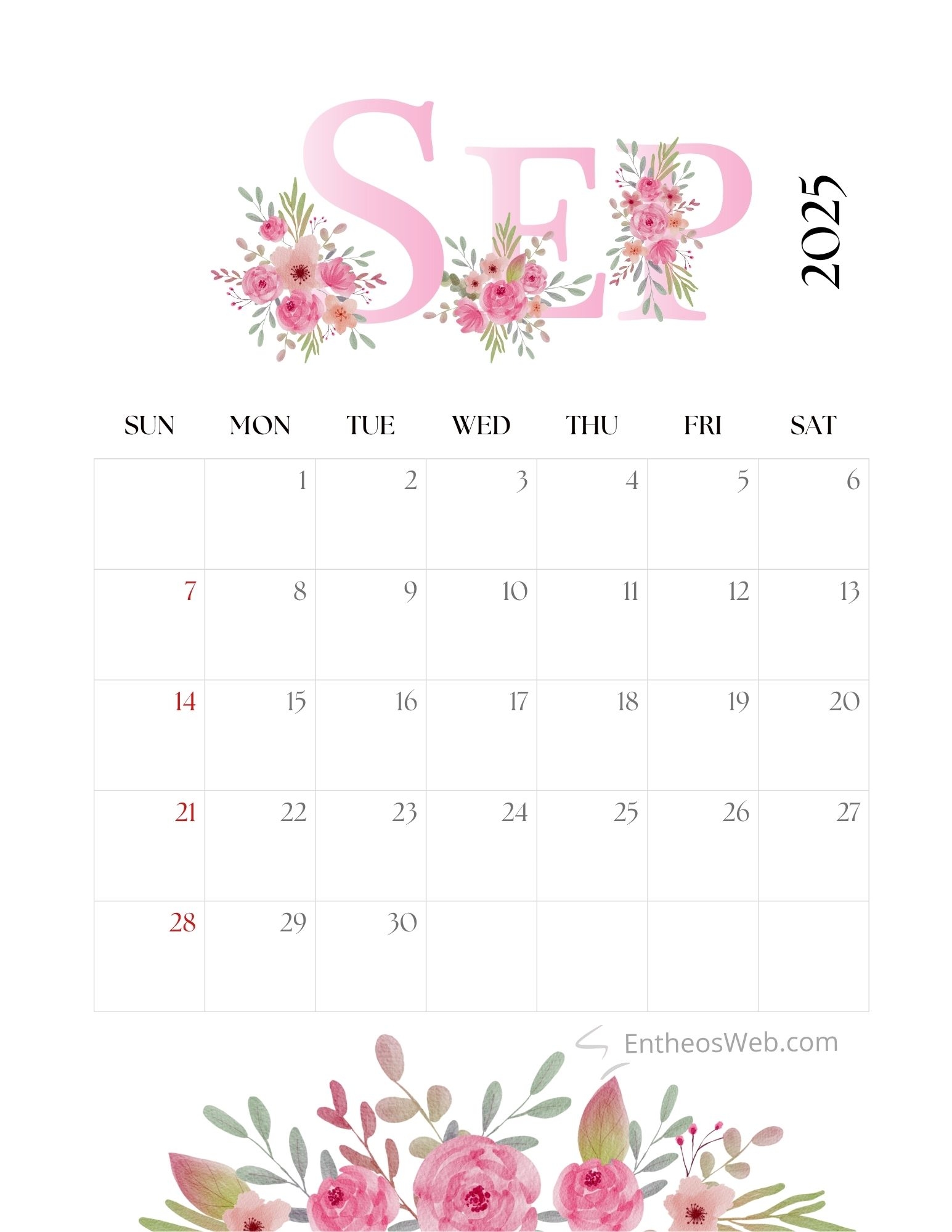 September 2025 Calendar Printables EntheosWeb