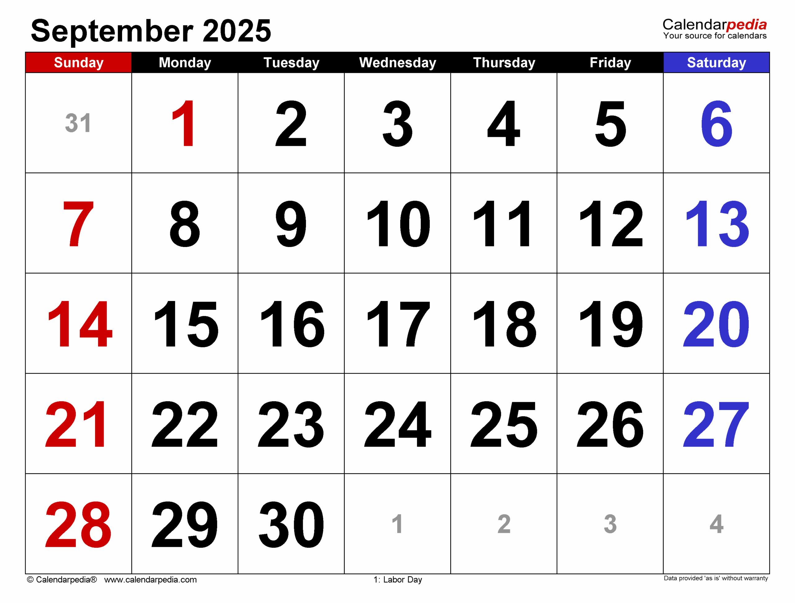 Days In September 2025 Calendar