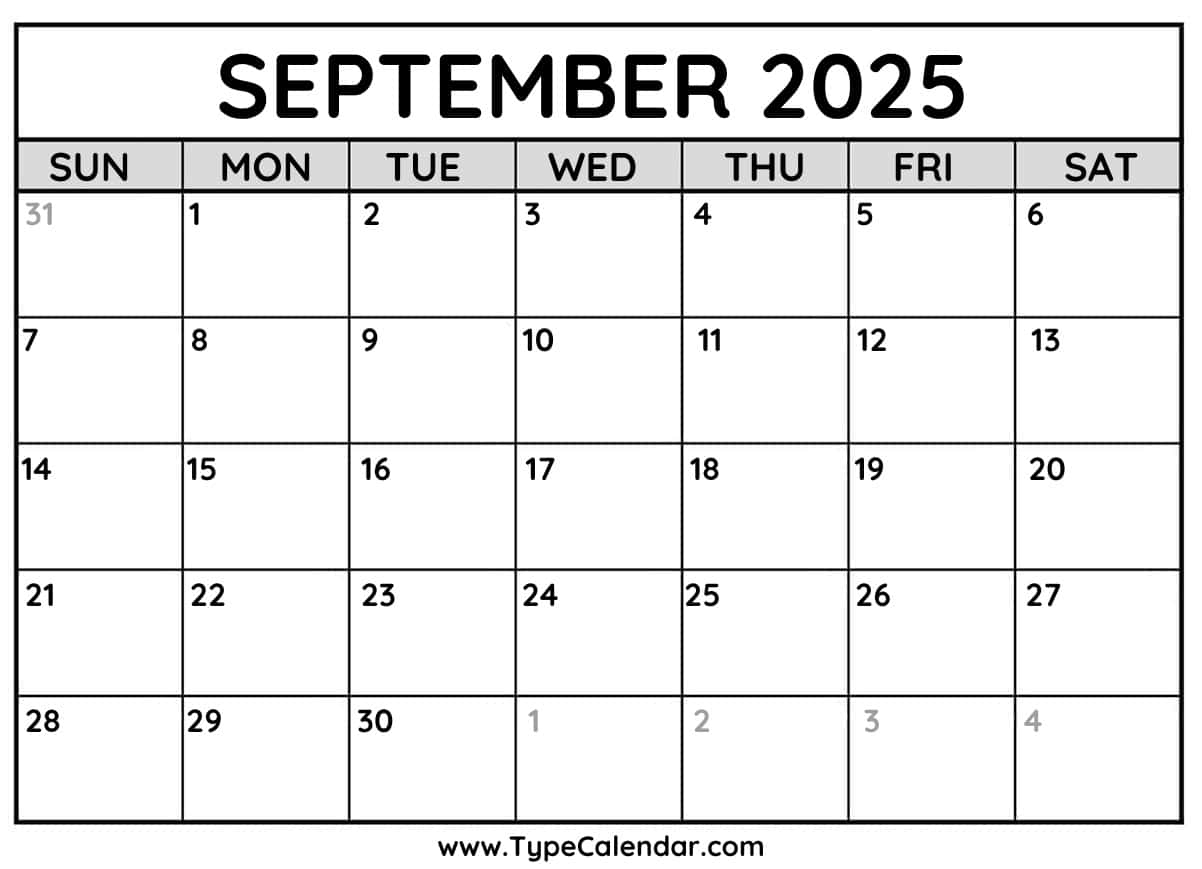 Free September 2025 Printable Calendar Word