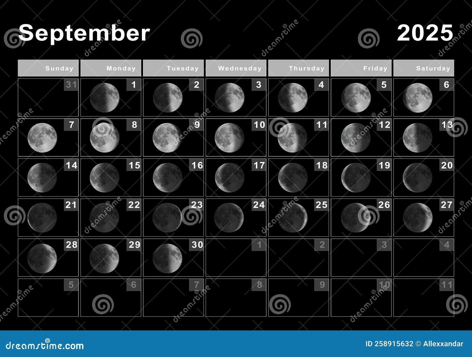September 2025 Calendar With Moon Phases