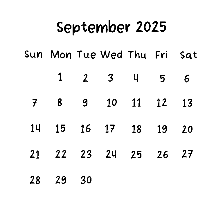 September 2025 Plain Calendar In Black Color September 2025 Calendar PNG Transparent Clipart Image And PSD File For Free Download