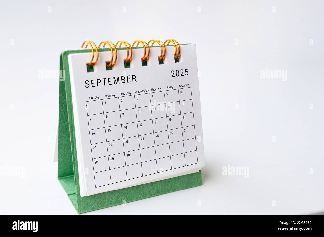September 2025 Table Calendar On White Background With Customizable Space For Text Stock Photo Alamy