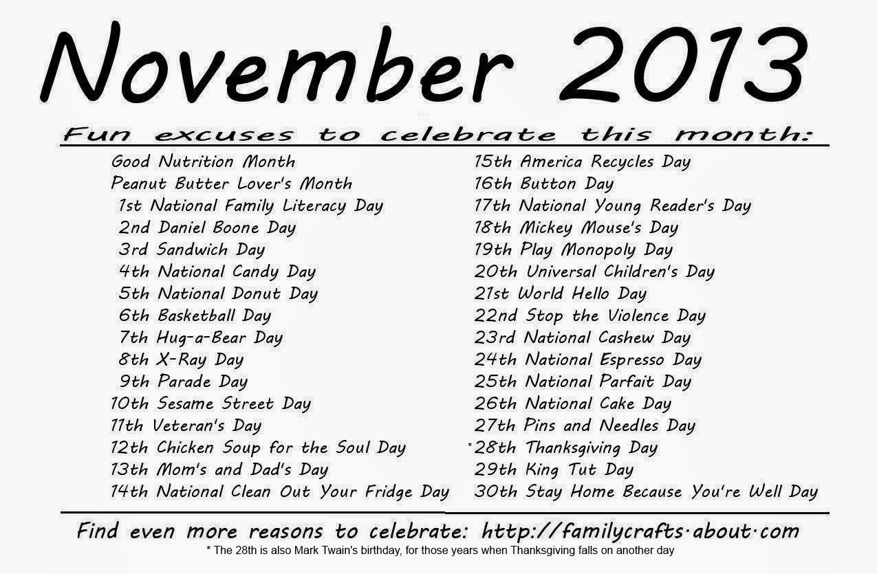 November 2025 Calendar Important Days