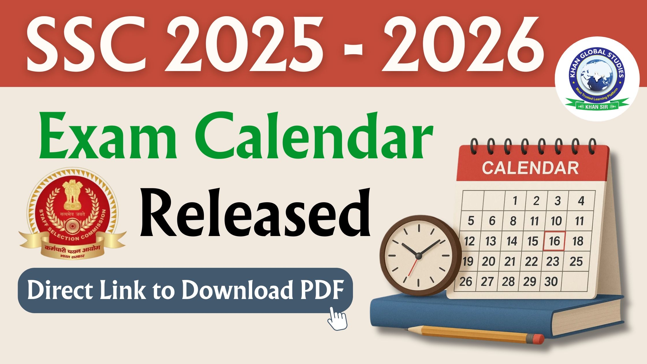 SSC Exam Calendar 2025 26 Out ssc gov in