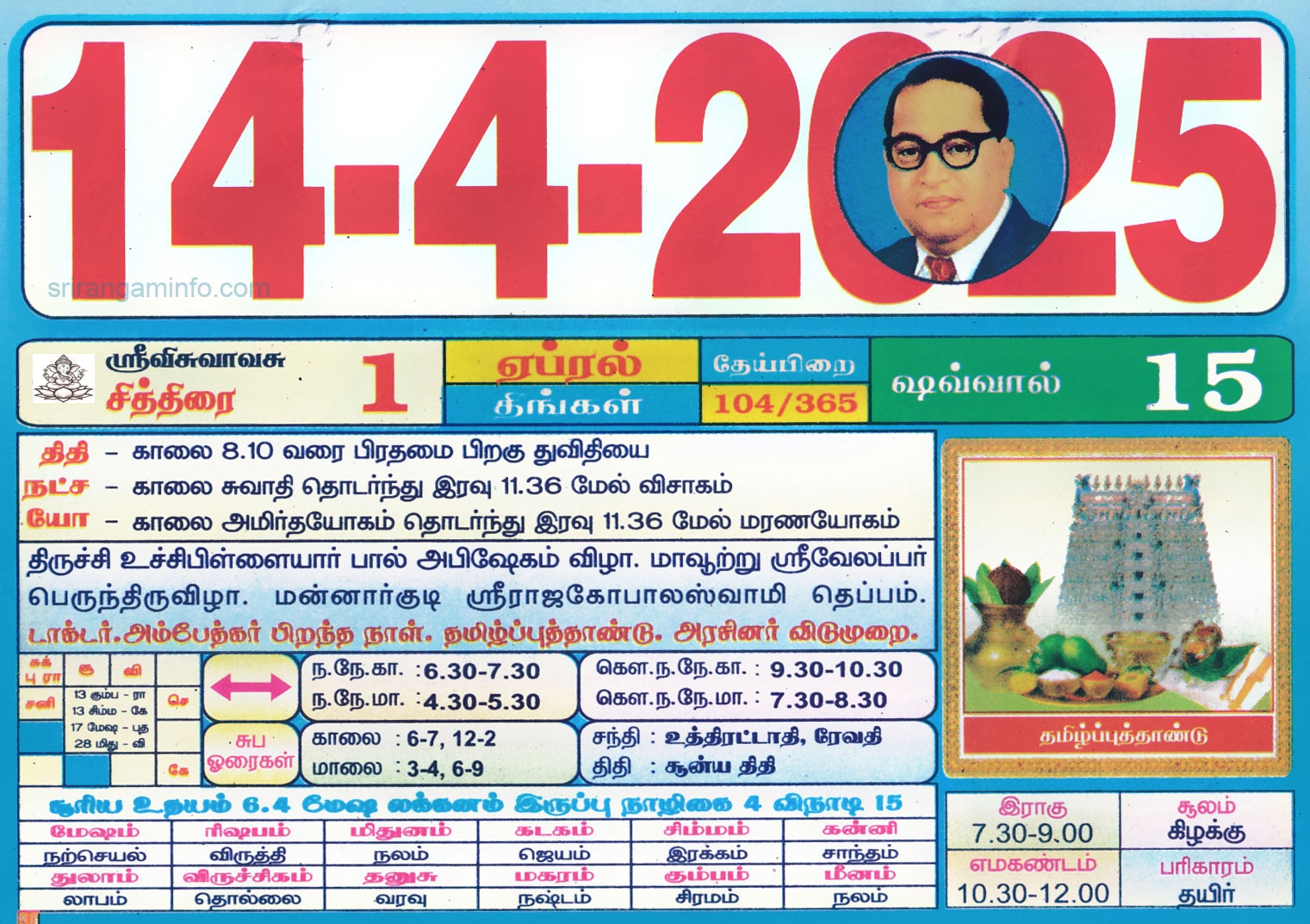Tamil Daily Calendar 2025 Tamil Calendar 2025 Nalla Neram 