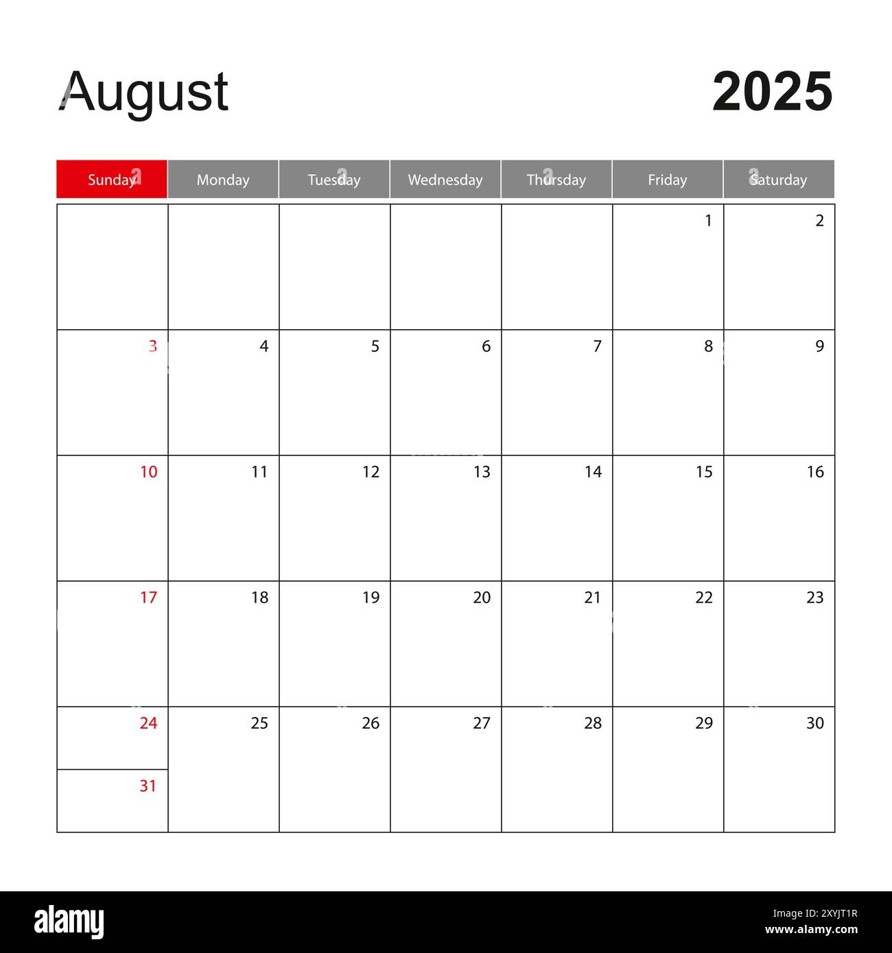 Wall Calendar Template For August 2025 Holiday And Event Planner 