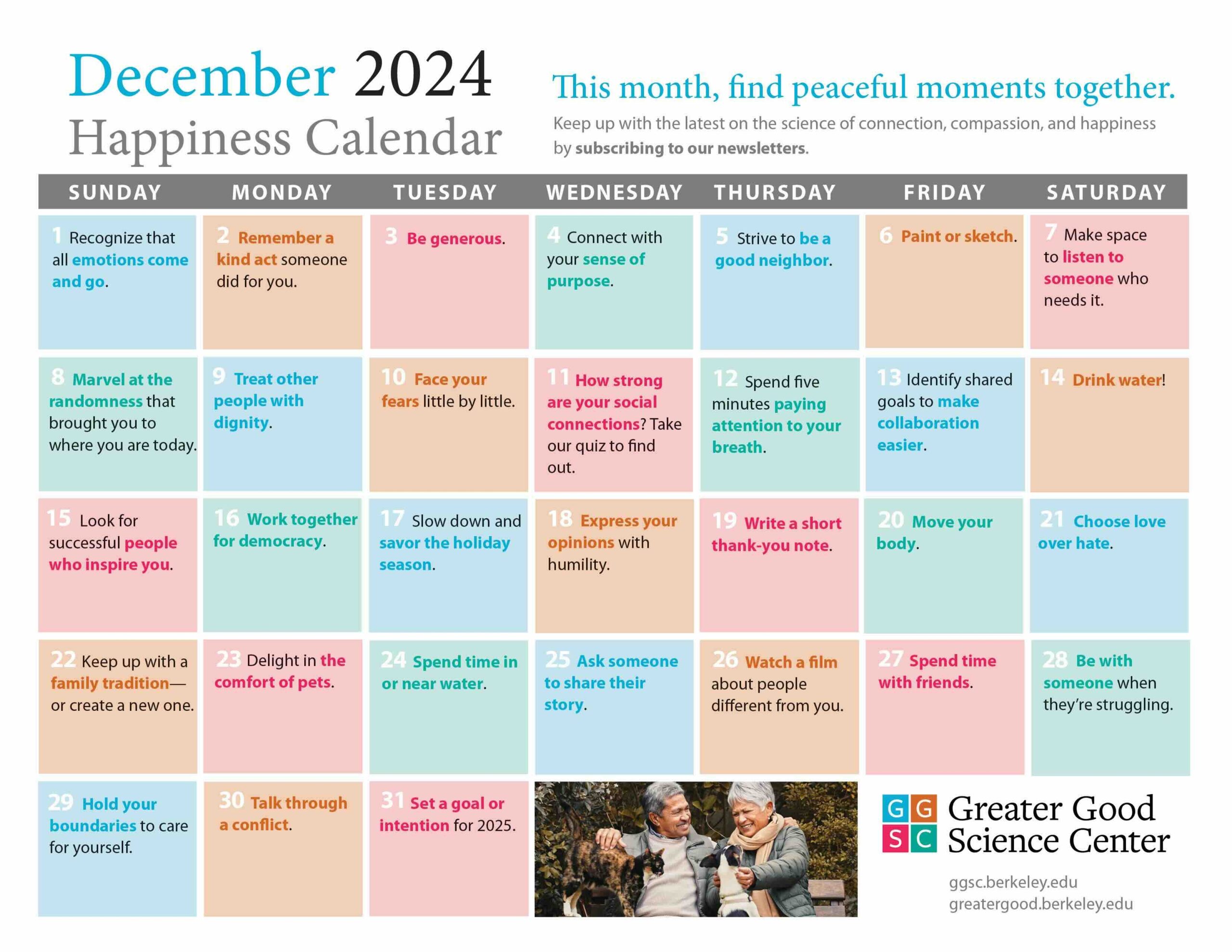 Your Happiness Calendar For December 2024